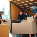 Toronto moving company team packing furniture efficiently in an urban setting.