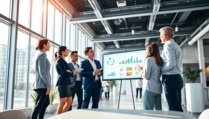 Engaged team of Quickplus Business Consultants collaborating in a modern bright office.