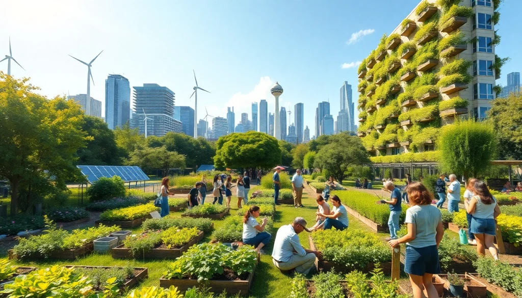 Witness sustainable urban living with https://www.unsustainablemagazine.com in a vibrant park full of greenery.