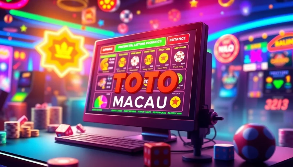 Menggambarkan situs toto macau yang menampilkan berbagai pilihan lotere secara digital.