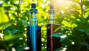 Vape ohne nikotin in einer ruhigen Umgebung mit frischem Grün und Wärme.