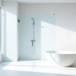Installer la paroi de douche moderne en verre dans une salle de bain élégante.