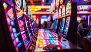 Permainan bolahiu slot dengan pemain yang antusias dan suasana kasino yang hidup.