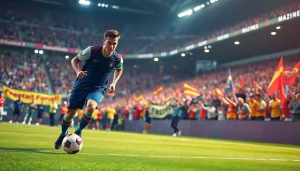 شاهد كورة لايف: لاعب كرة قدم مبدع في ملعب نابض بالحياة وجمهور متحمس.