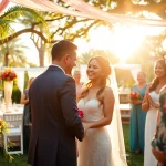 Vibrant Tampa event photographer capturing an outdoor wedding with joyful moments.