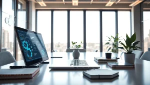 Enhancing technology setup fosters productivity in a contemporary workspace.