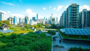 Showcasing sustainable architecture in a vibrant urban landscape on https://www.unsustainablemagazine.com.