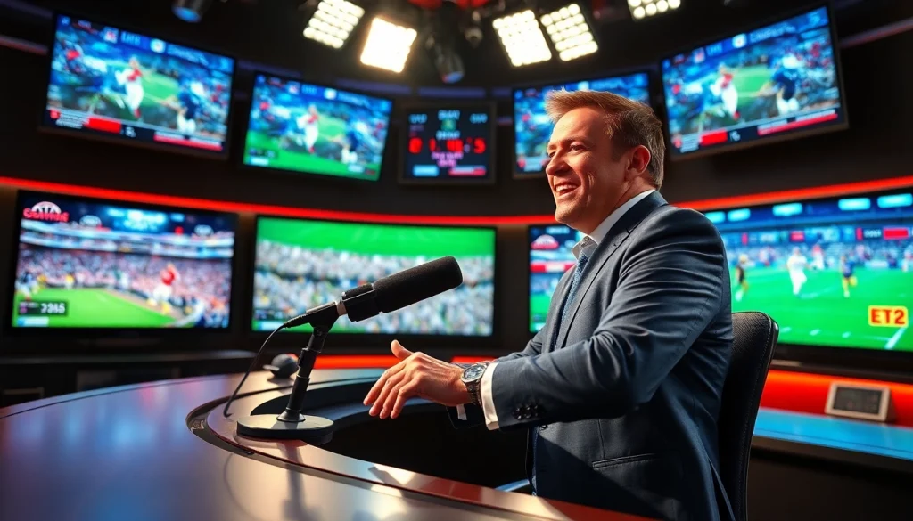 스포츠중계 생생하게 전달하는 방송 스튜디오의 모습