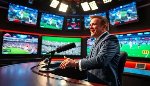 스포츠중계 생생하게 전달하는 방송 스튜디오의 모습