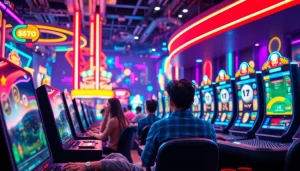 Bermain bandar toto online dengan suasana kasino yang cerah dan menarik bagi para pemain.