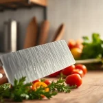 Learn how to choose a chef’s knife by examining a high-quality knife amid fresh ingredients.