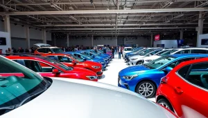 Enthusiasts admiring vehicles at the Auto Cars Show, showcasing automotive innovation and excitement.