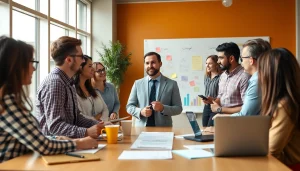 Engaging business coach Los Angeles guiding clients in a collaborative office environment.