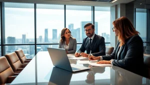 A dedicated eminent domain lawyer consulting with a client in a professional office.