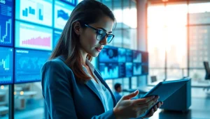 Enhancing competitive intelligence through data analysis in a vibrant office.