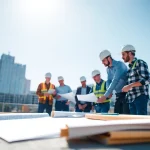 Construction professionals collaborating on a project reflecting the Texas association of builders' community spirit.