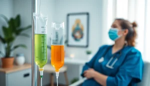 Administering IV Vitamin injections in a modern clinic enhances health and wellness.