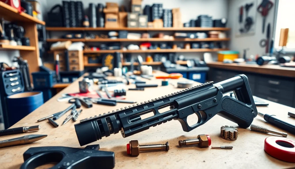 Assemble pf940sc slide kit with precision tools showcased in a professional gunsmith workshop.