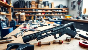 Assemble pf940sc slide kit with precision tools showcased in a professional gunsmith workshop.