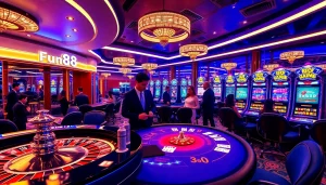 Players engaging in thrilling games at Fun88 casino, showcasing high-stakes excitement and elegance.