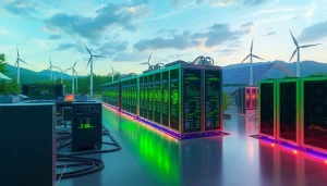 Explore free crypto mining at a modern, eco-friendly cloud mining facility featuring advanced technology and renewable energy.