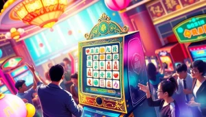 Menangkan hadiah dengan mahjong slot dalam suasana kasino yang meriah dan penuh warna.