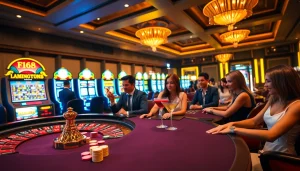 Engage in thrilling games at F168's luxurious casino table with vibrant poker chips and roulette wheel.