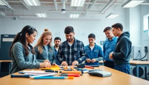 Students at an electrician trade school in Colorado actively learning hands-on electrical skills.