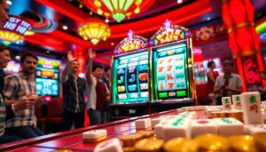 Menampilkan slot mahjong yang seru dengan simbol berwarna hidup dan suasana mendebarkan.