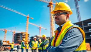 New Jersey Construction Manager actively overseeing a busy construction site with focus and determination.