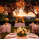 Set up for a beautiful outdoor wedding at Clarksburg Wedding Venues, showcasing elegant decor and romantic ambiance.