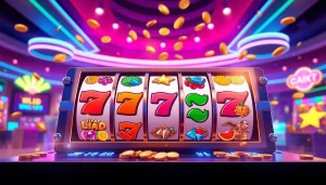 Menampilkan tampilan menarik slot depo 1k dengan simbol permainan yang berwarna cerah dan efek animasi.