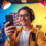 Showcasing paid links for TikTok creators in a colorful studio setting.