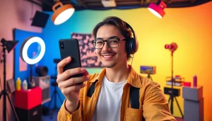 Showcasing paid links for TikTok creators in a colorful studio setting.