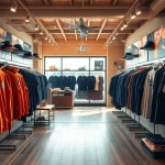 FLY88 aviation-inspired clothing store featuring stylish apparel and vibrant decor.