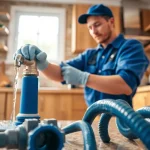 Fixing a leak with expert service from https://speedyservicestoday.com.au in a modern kitchen setting.