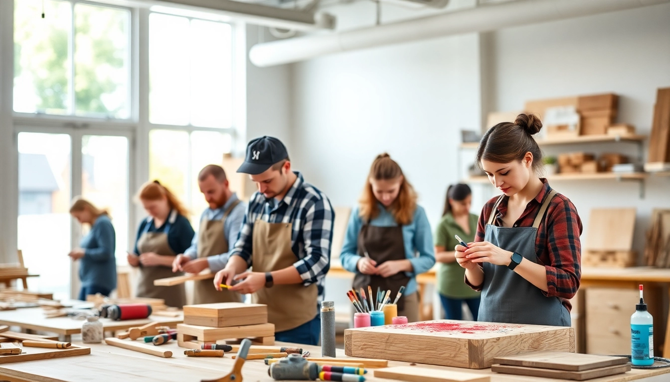 Crafters participating in craft training in Colorado, showcasing vibrant materials and hands-on techniques.