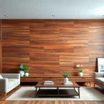Detailing wall boards that enhance the modern living room, showcasing rich textures.