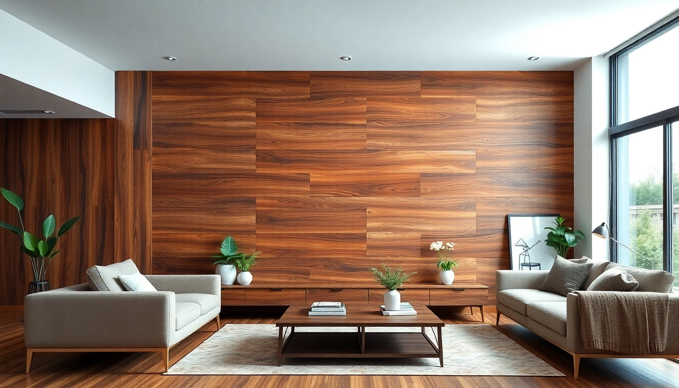 Detailing wall boards that enhance the modern living room, showcasing rich textures.