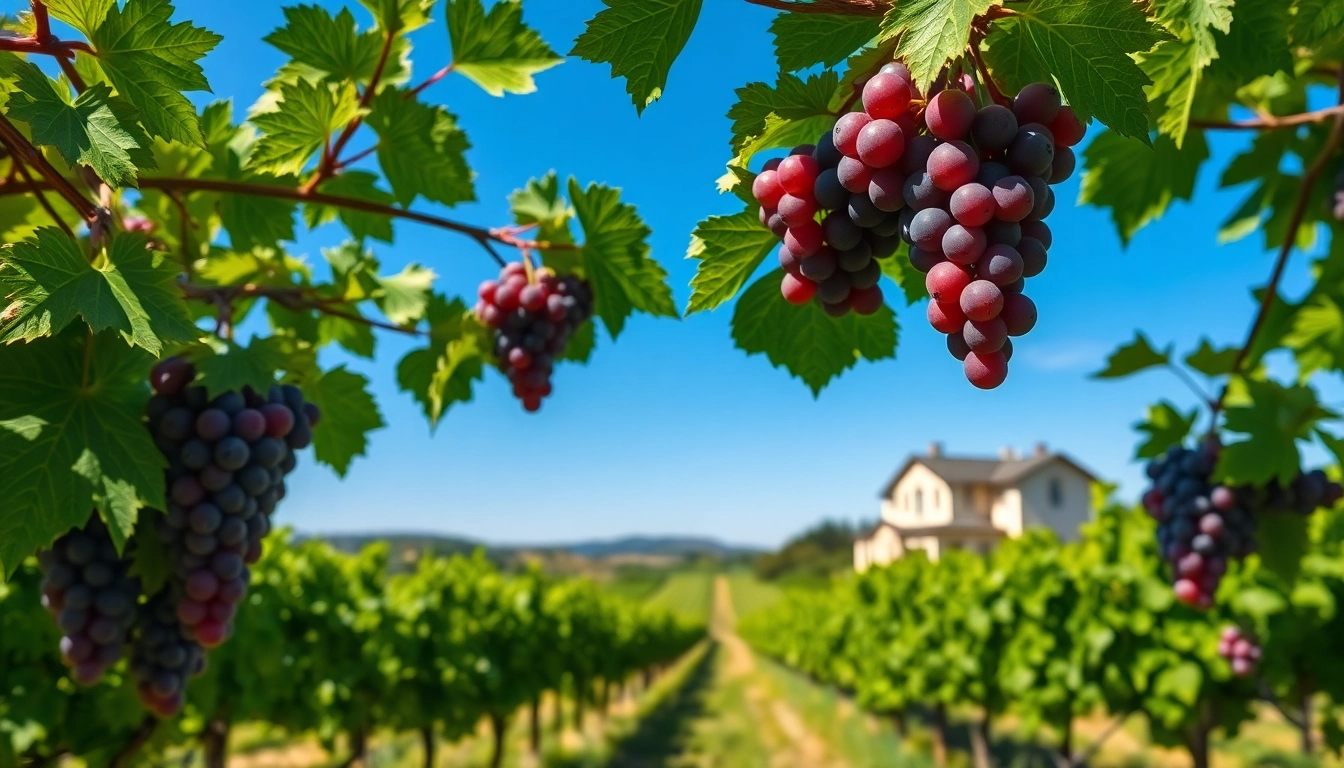 Explore wineries in Clarksburg with picturesque vineyards and ripe grapes in a beautiful setting.