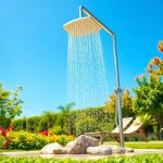 Transform your outdoor space with a sunny shower cascading water in a vibrant garden setting.