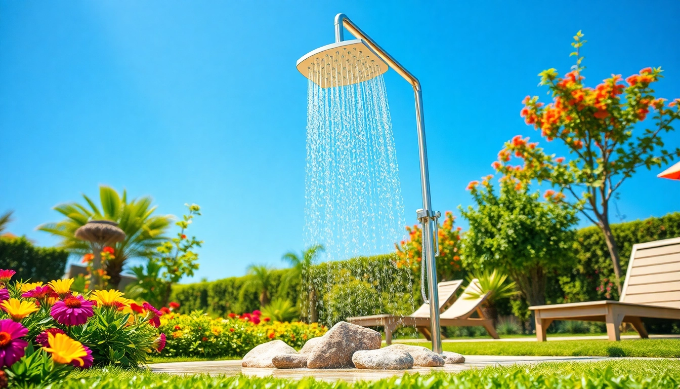 Transform your outdoor space with a sunny shower cascading water in a vibrant garden setting.