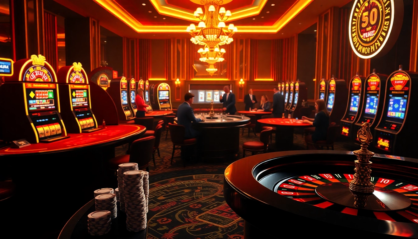 Players enjoying a vibrant casino experience at GO8 with poker chips and slot machines.