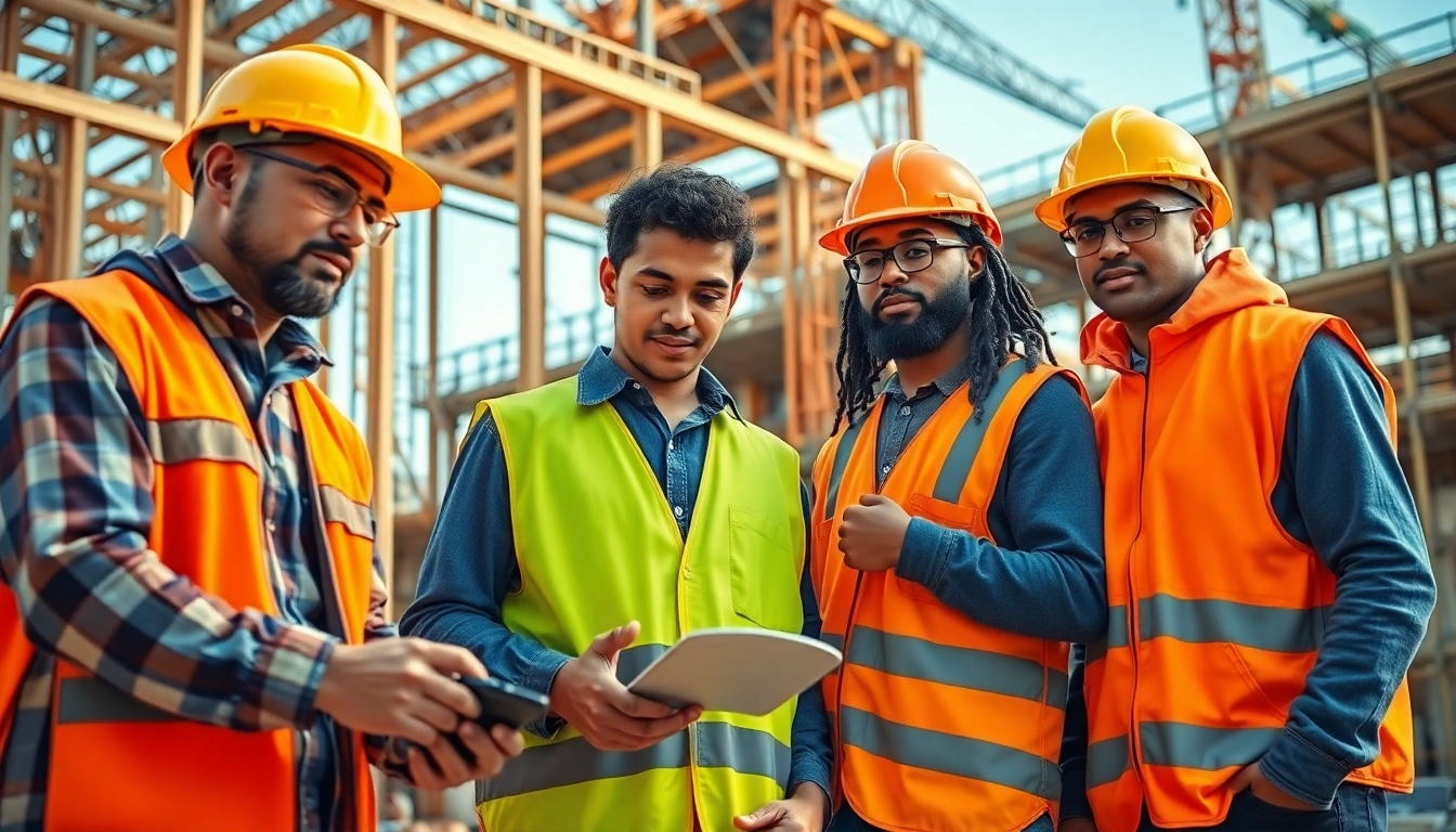 Construction apprenticeships carolinas featuring diverse workers collaborating on-site, fostering skills and teamwork.