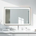 Install a stylish mirror with lights to brighten your bathroom while enhancing ambiance.