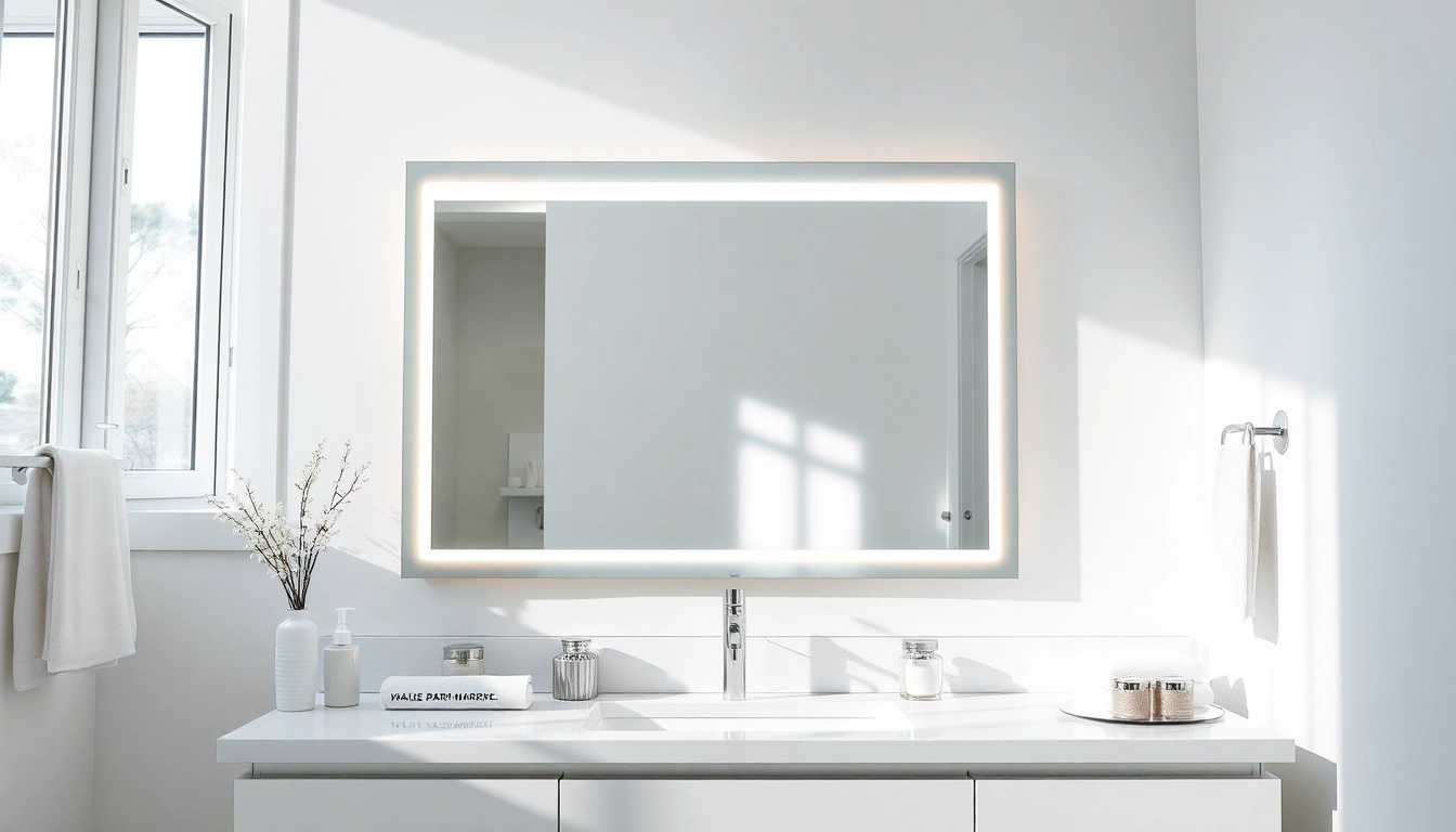 Install a stylish mirror with lights to brighten your bathroom while enhancing ambiance.
