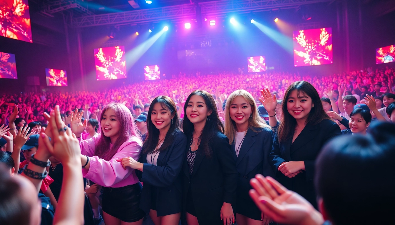 View Blackpink news showcasing their live concert with vibrant lighting and excited fans.