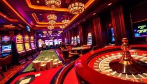 Players enjoying thrilling games at the 789 club casino with vibrant tables and slot machines.