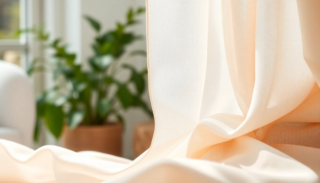 Voile stof draping elegantly over textures, showcasing its soft quality en transparantie.