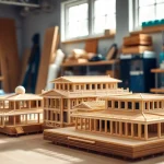 Erstellen von architekturmodellbau Bochum mit detaillierten Modellen und hochwertigem Werkzeug im Hintergrund.